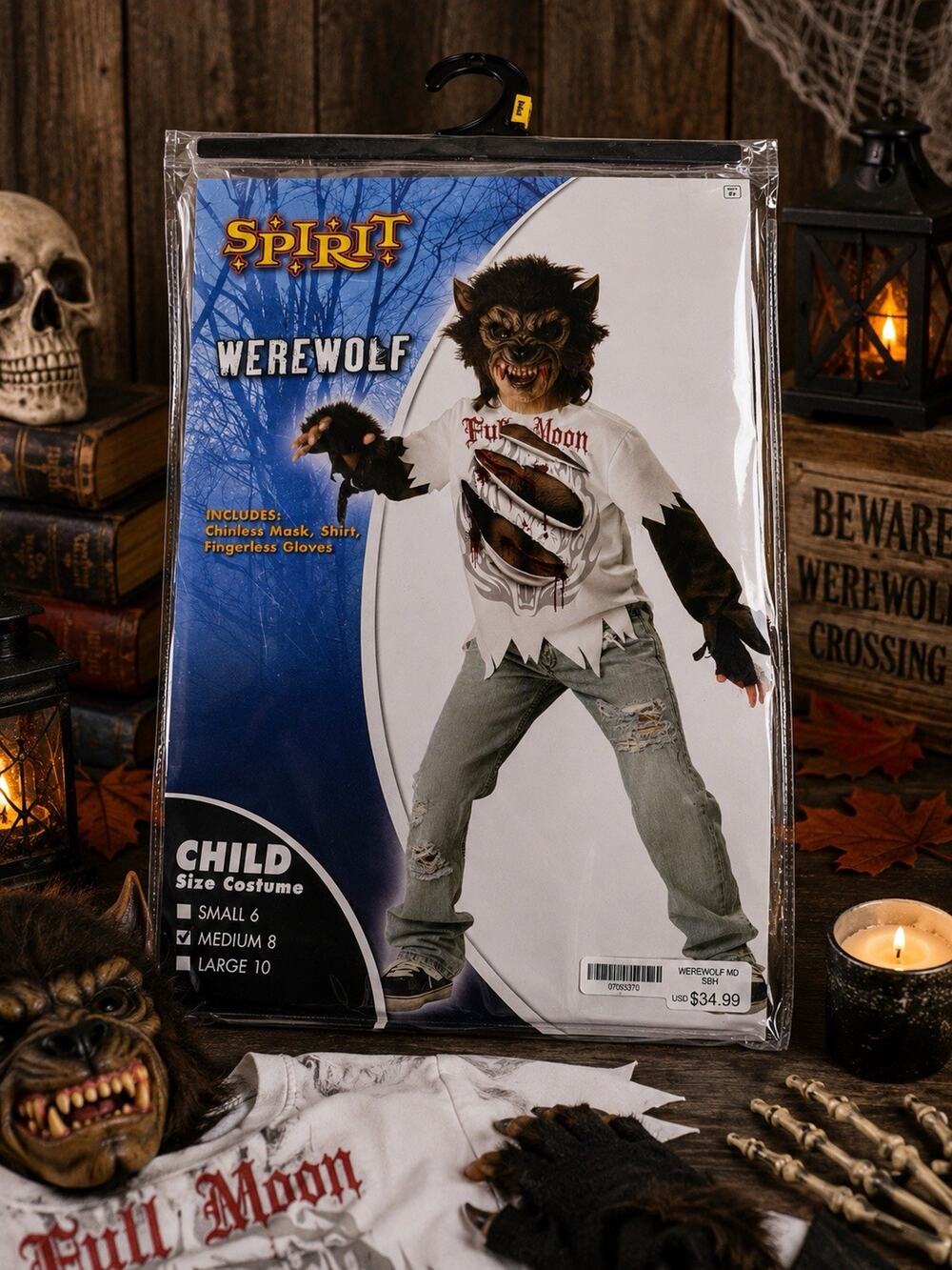 Spirit Halloween Werewolf Costume Child Medium Size 8 Complete Costume